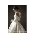 2019 New Ball Gown Satin Bridal Gowns Vintage Wedding Dresses With 3/4 Sleeves Off the Shoulder Plain Empire Wedding Dress